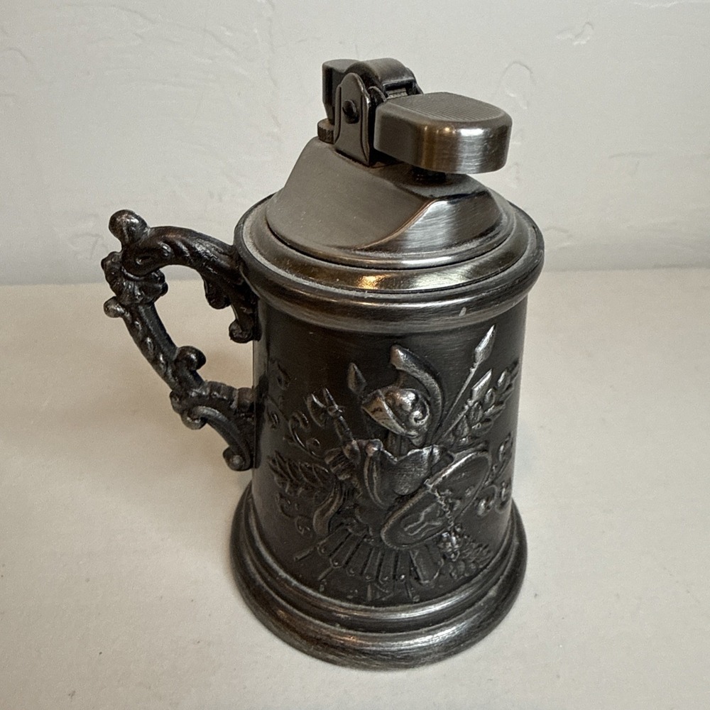 VTG Colibri Japan Medieval Knight Beer Stein Pewter Metal Tankard‎ Table Lighter